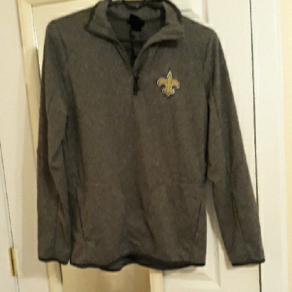 Gray Quarter-Zip Pullover with Fleur-de-Lis